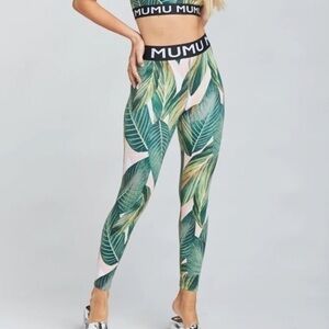 SHOW ME YOUR MUMU Rozaline Skinny Legging in Peachy Palm Green Pink